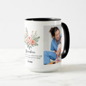 Mug Personnaliser Nom Florals Granma Cadeau Noir Combo (Devant droit)