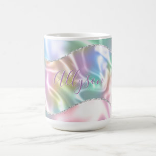 Mug Personnaliser Nom Purple Script, Vague Iridescente