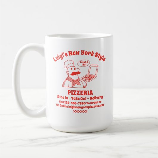 Mug Personnaliser Pizza Restaurant Graphique détaillé (Gauche)