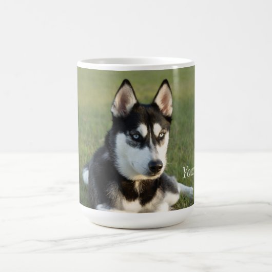 Mug Personnaliser Siberian Husky portrait de chiot (Centre)