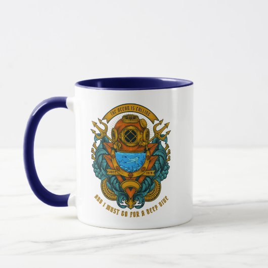Mug Personnaliser Vintage plongée sous-marine Poseidon (Gauche)