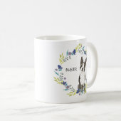 Mug Personnaliser Watercolor Boston Terrier Blue Wreat (Devant droit)