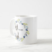 Mug Personnaliser Watercolor Boston Terrier Blue Wreat (Devant gauche)