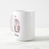 Mug Personnalisez le joli Pingouin rose Noël (Devant gauche)
