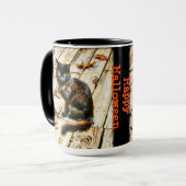 Mug Personnalisez: Photo de chat noir d'Halloween (Devant gauche)