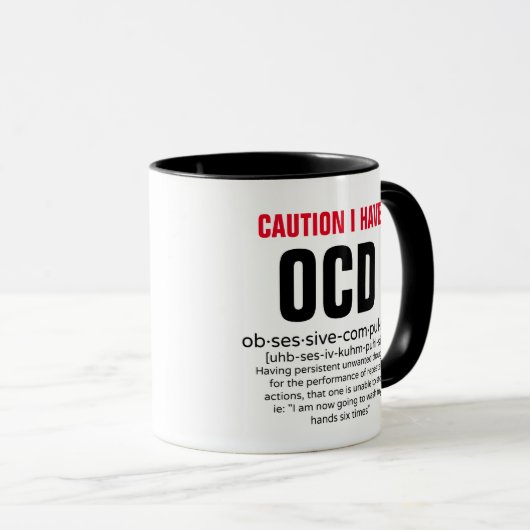 Mug Personnalité Obsessionnelle Compulsive FUNNY Défin (Devant droit)