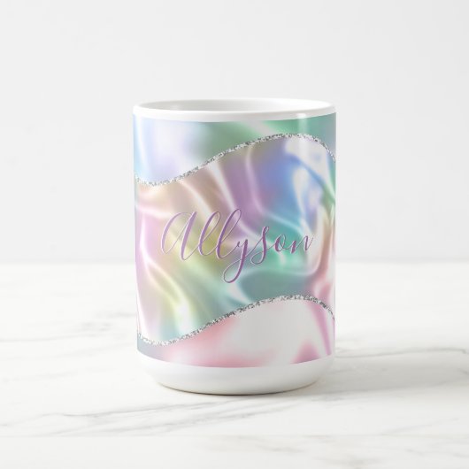 Mug Personnalize Purple Script, Iridescent Wave (Centre)