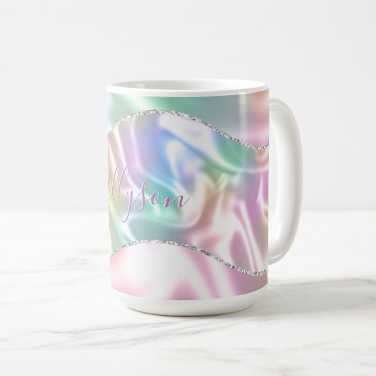 Mug Personnalize Purple Script, Iridescent Wave (Devant droit)