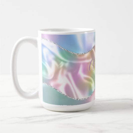 Mug Personnalize Purple Script, Iridescent Wave (Gauche)