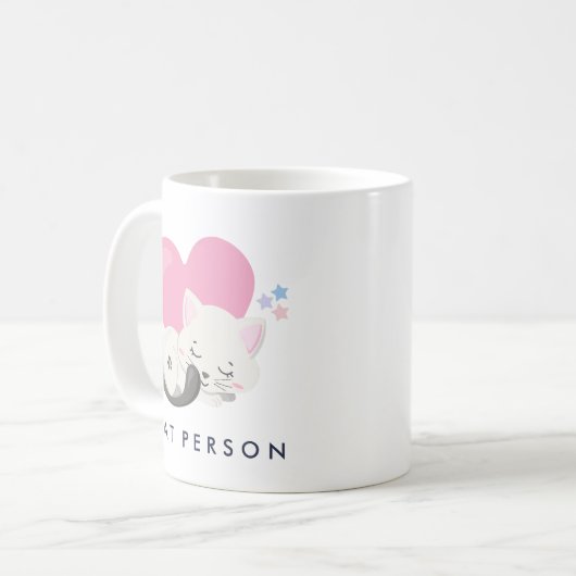 Mug Personne Chat Texte mignon Blanc Kitty Chat Dormir (Devant gauche)