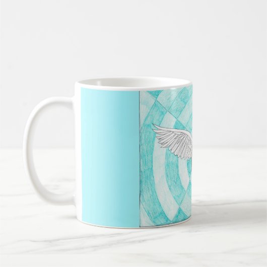 Mug Personne tirée par la main avec des ailes bleues (Gauche)