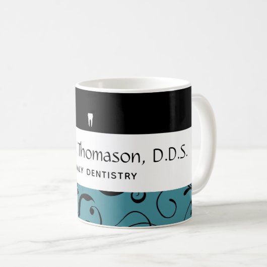 Mug Personnel du bureau dentaire Pro Damask (Devant droit)