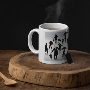 Mug Personnes Avec Des Parapluies