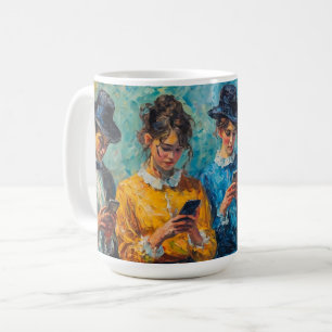 Mug Personnes du 19e siècle utilisant des smartphones