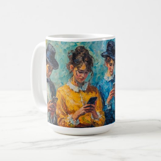 Mug Personnes du 19e siècle utilisant des smartphones (Devant gauche)