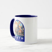 Mug Perth Australia Travel Art Vintage (Devant gauche)
