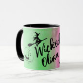 Mug pervers personnalisé - Aquarelle rose et verte (Devant gauche)