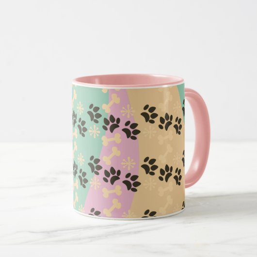 Mug Pet de Noël Paw Bone Snowflake Modélisé (Devant droit)