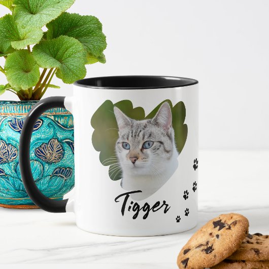 Mug Pet Heart Shape Photo Paw Prints