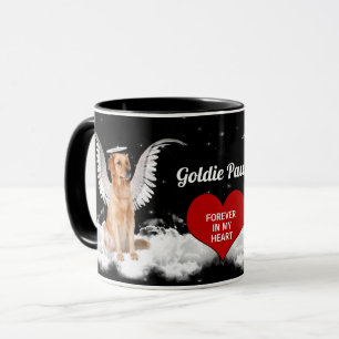 Mug Pet Memorial Coeur rouge avec Golden Retriever Ang