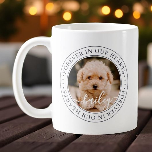 Mug Pet Memorial Forever Hearts Élégant Photo Chic