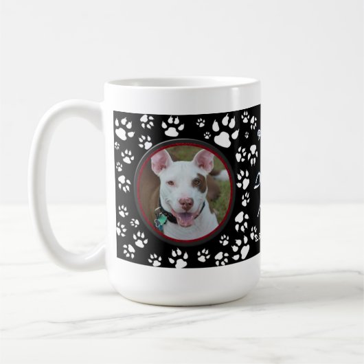 Mug Pet Memorial Your Pet Photos Black Dog Prints (Gauche)