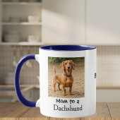 Mug Pet Photo Dachshund Paw Blue Personalize