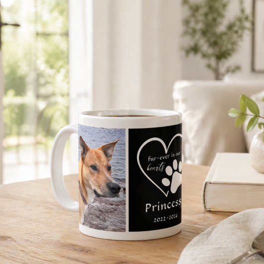 Mug Pet Photo Memory Heart Black White
