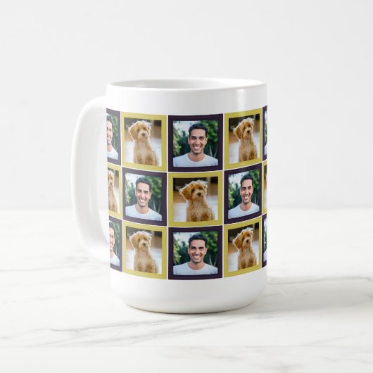 Mug Pet Photo Patchwork Squares Pattern Mom Dad   (Devant gauche)