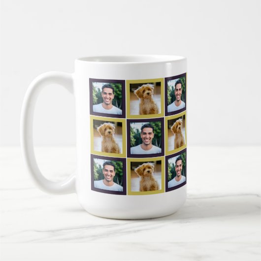 Mug Pet Photo Patchwork Squares Pattern Mom Dad   (Gauche)