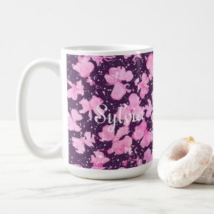 Mug Pétales de peinture rose acrylique