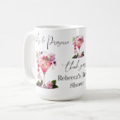 Mug Pétales et Prosecco Fête des mariées florale rose  (Devant gauche)