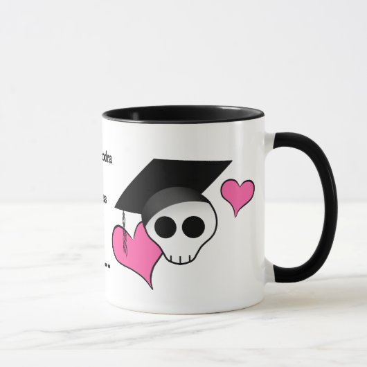 Mug Pete punk goth diplôme crâne avec les coeurs roses (Droite)
