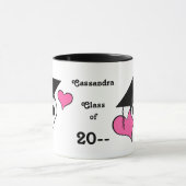 Mug Pete punk goth diplôme crâne avec les coeurs roses (Centre)