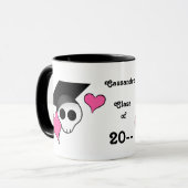 Mug Pete punk goth diplôme crâne avec les coeurs roses (Devant gauche)