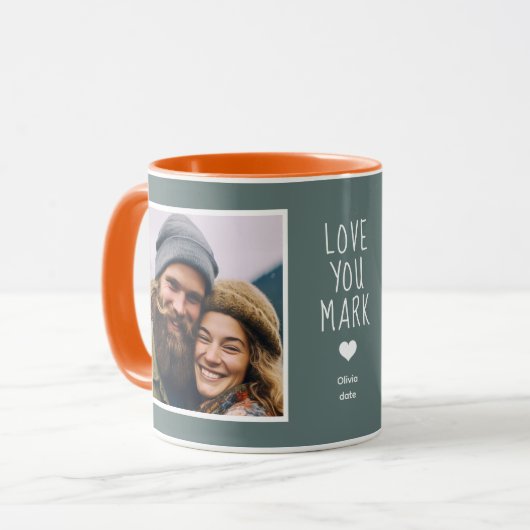 Mug Petit ami Mari Photo Texte Gris C13 Anniversaire (Devant gauche)