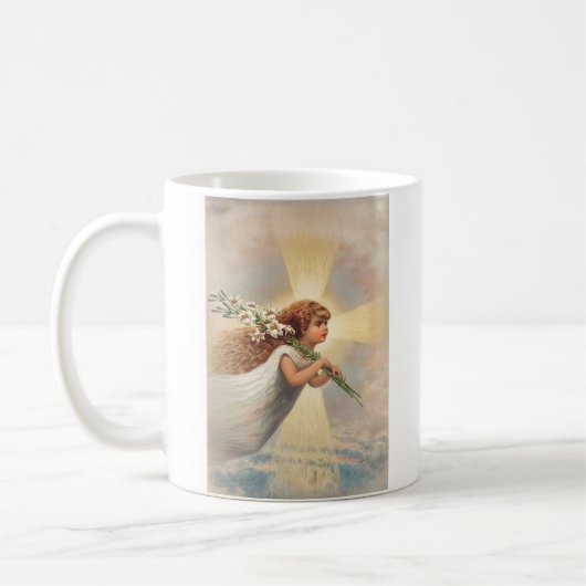 Mug Petit ange bébé tenant des lis (Gauche)
