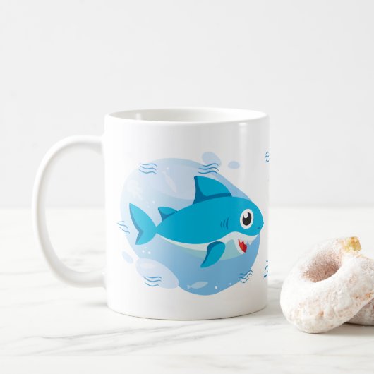 Mug Petit bébé requin - Bleu (Avec donut)