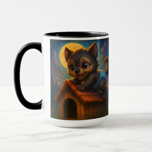 Mug Petit Bébé Werewolf sur Dog House Imaginaire Art (Gauche)