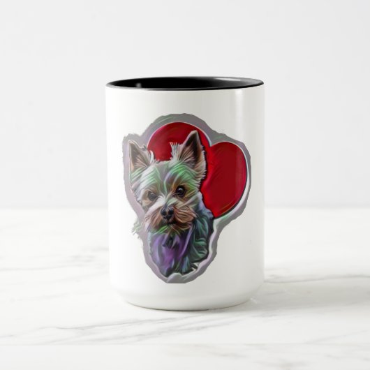 Mug Petit Blue Gold PopArt Yorkshire Yorkie Terrier (Centre)