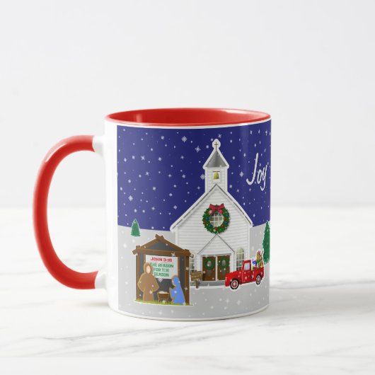 Mug Petit camion rouge avec Country Church (Gauche)
