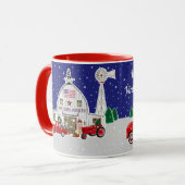 Mug Petit Camion rouge et ancienne grange blanche (Devant gauche)