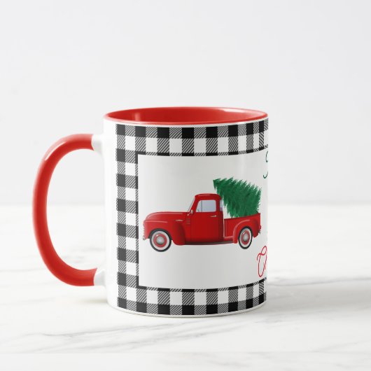Mug Petit Camion rouge et sapin de Noël (Gauche)