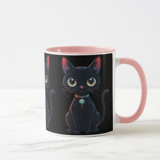 Mug Petit Chat Noir Effrayant (Droite)