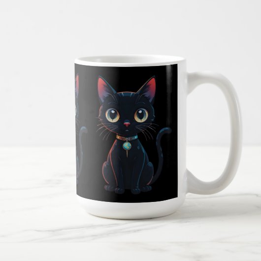 Mug Petit Chat Noir Effrayant (Droite)