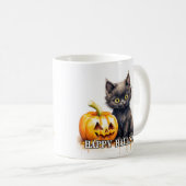 Mug Petit chaton noir | Joyeux Halloween (Devant droit)