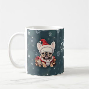 Mug Petit Chien à taureaux français Santa Hat Joyeux N