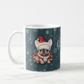 Mug Petit Chien à taureaux français Santa Hat Joyeux N