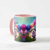 Mug Petit chiot avec ballons - doux (Devant gauche)
