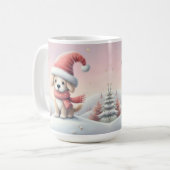 Mug Petit chiot de Noël en chapeau santa (Devant gauche)